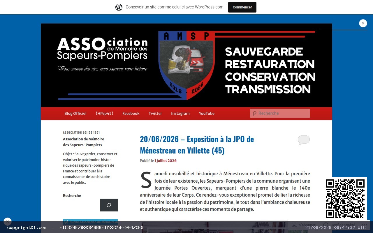 Capture de https://associationdememoiredesapeurspompiers.wordpress.com/