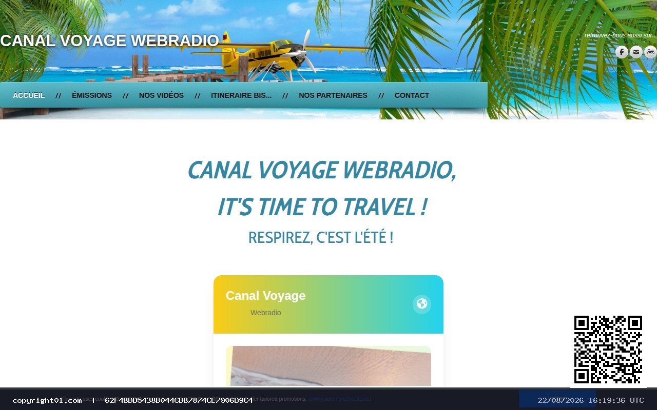 Screenshot of http://www.canalvoyagewebradio.com