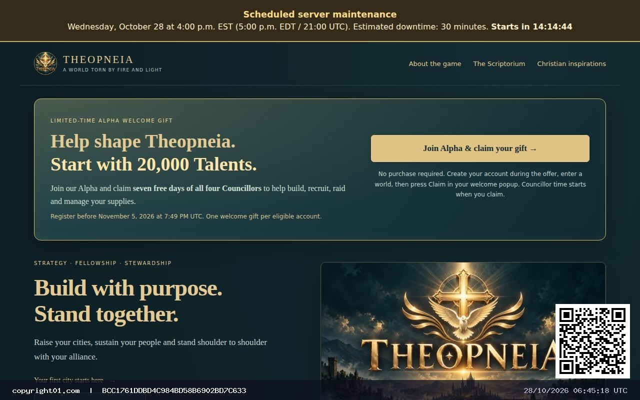 Screenshot of https://theopneia.com/