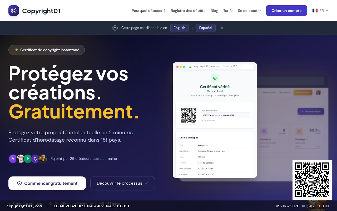 Screenshot of https://www.copyright01.com