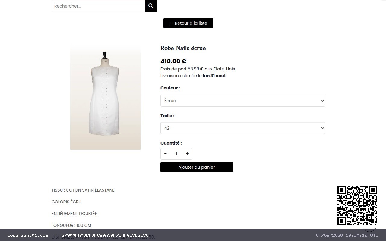 Robe Nails écrue en coton satin de la marque française Désir