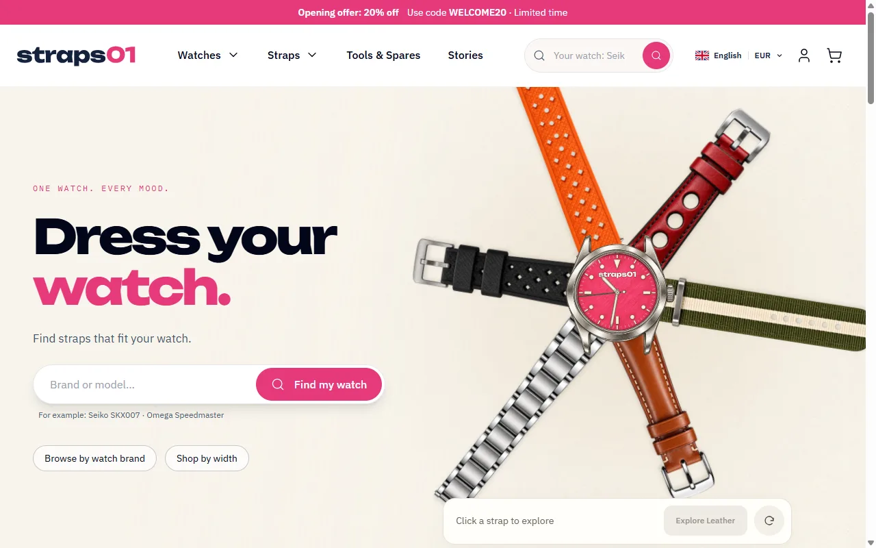 Straps01 homepage: Dress your watch, find straps that fit your watch